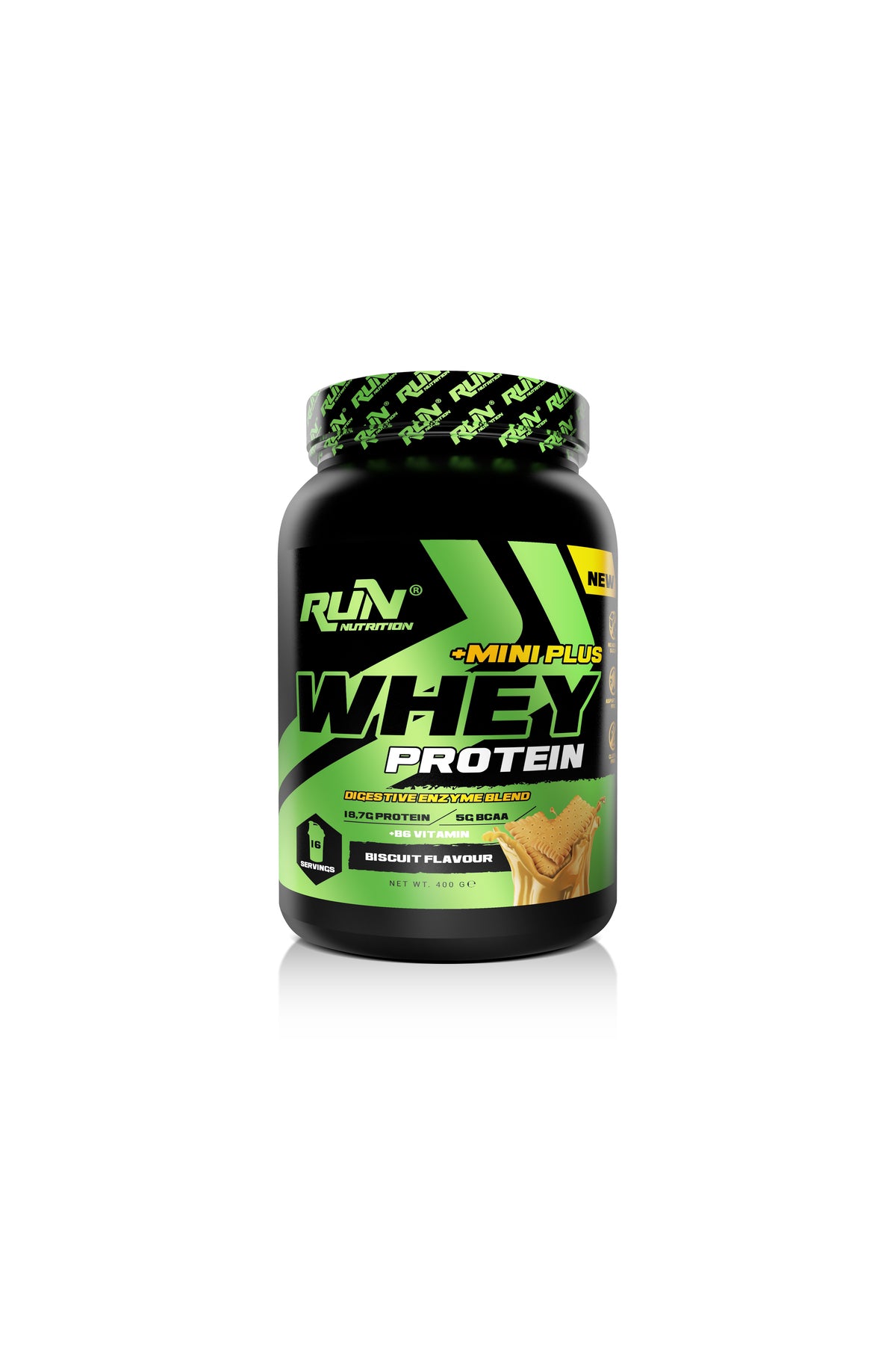 Run Nutrition Whey Protein Mini Plus Bisküvi Aromalı - 400g - 16 Servis