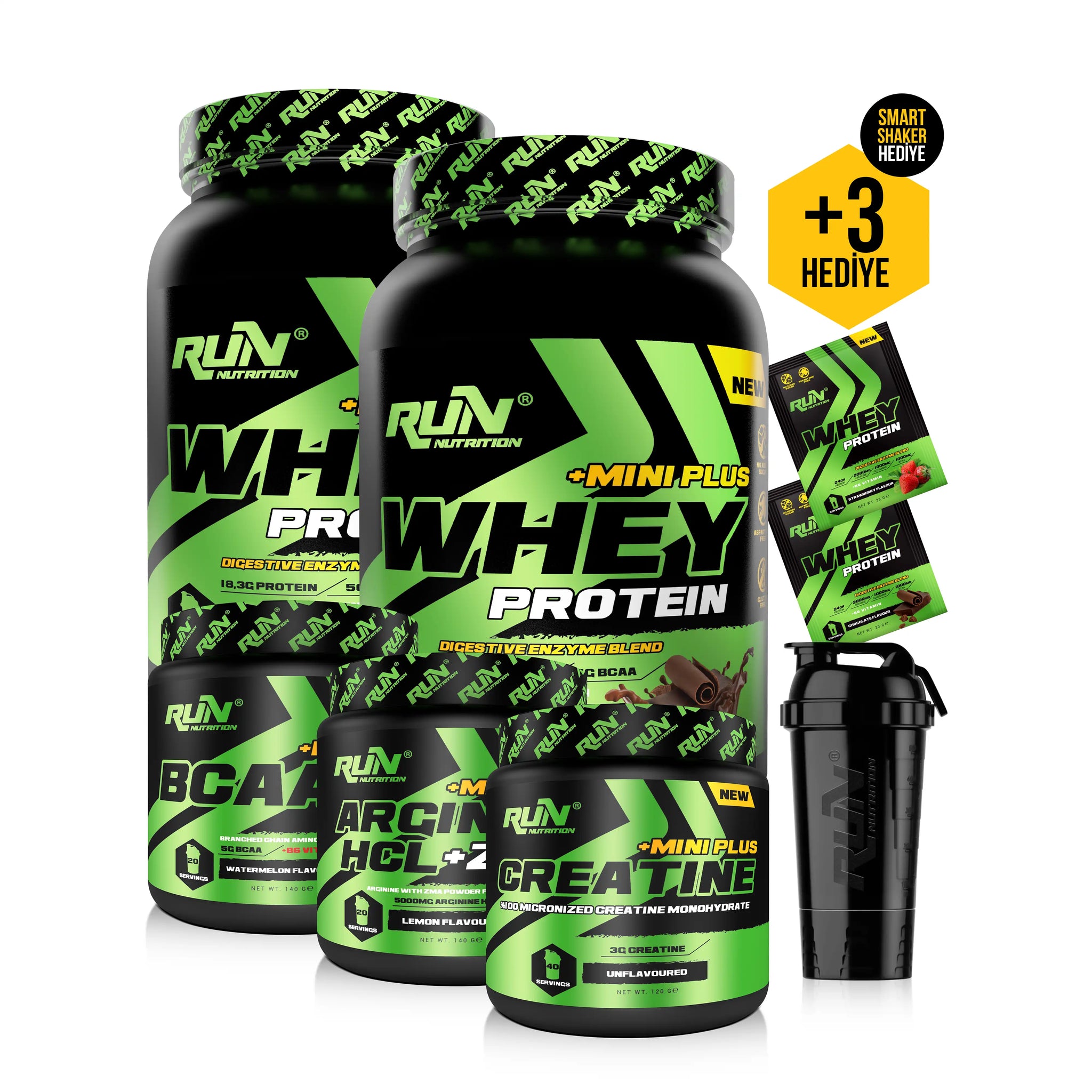 Fitness MİNİ MEGA - 2x Whey Mini Plus Çikolata, Bcaa Karpuz, Creatine, Arginine Limon - Hediyeli