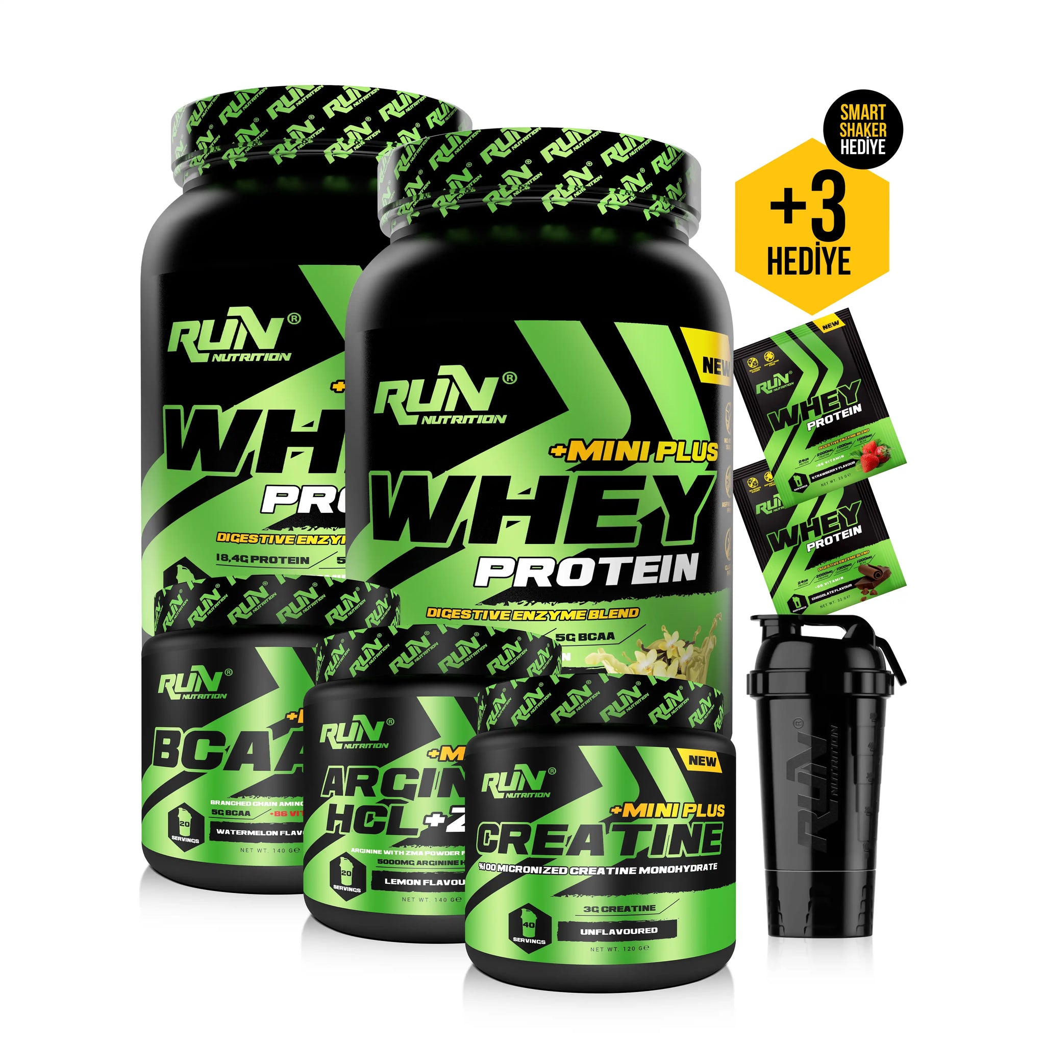 Fitness MİNİ MEGA - 2x Whey Mini Plus Fr. Vanilya, Bcaa Karpuz, Creatine, Arginine Limon - Hediyeli