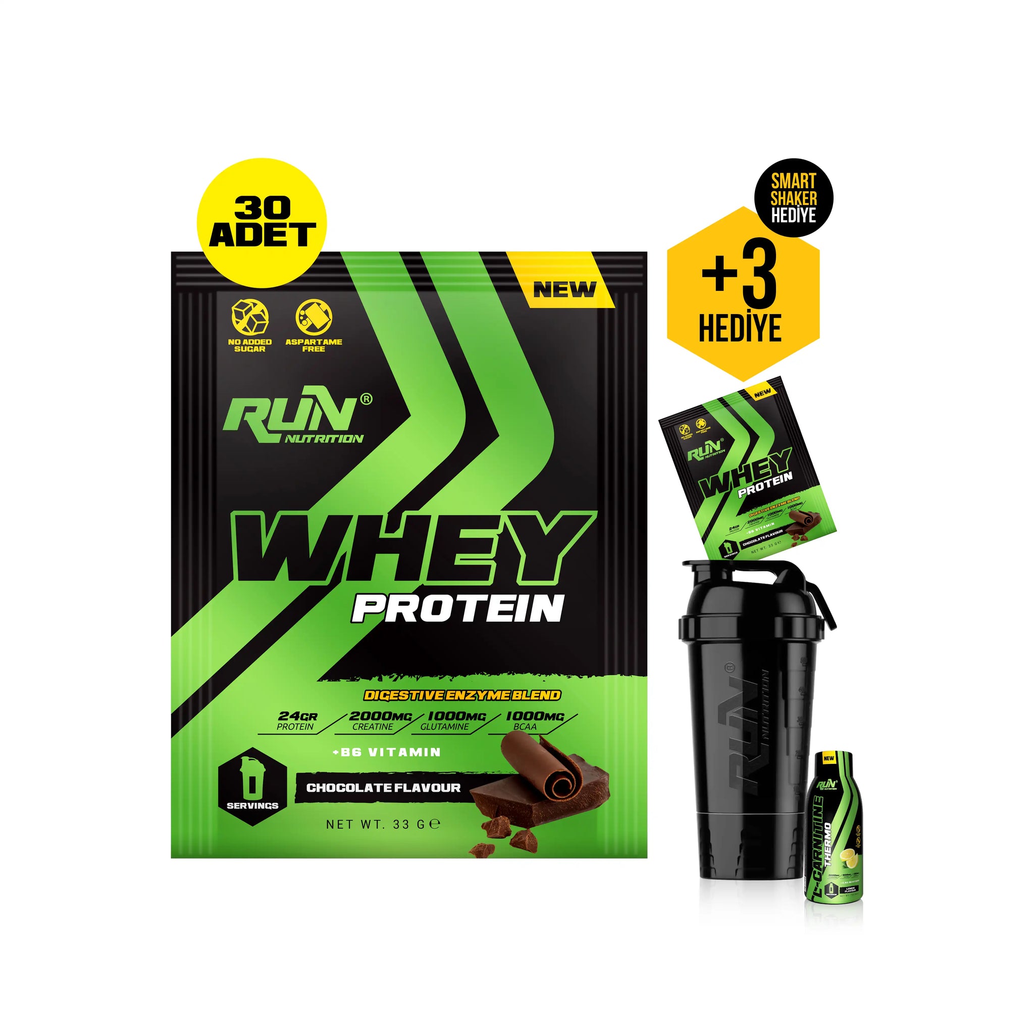 Whey Protein Çikolata Aromalı Saşe - 30 Adet - 990g - Hediyeli