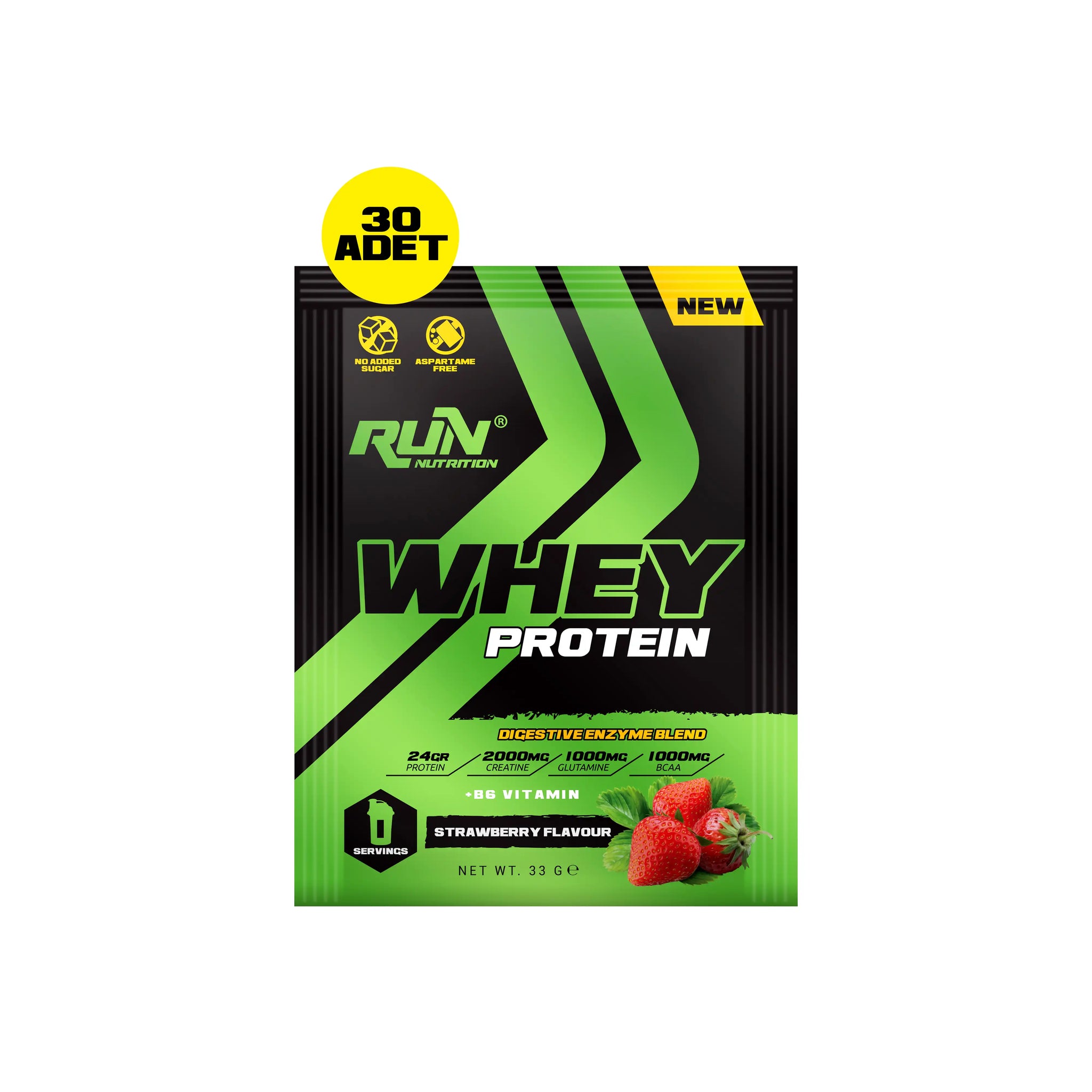 Whey Protein Çilek Aromalı Saşe - 30 Adet - 990g - Hediyeli