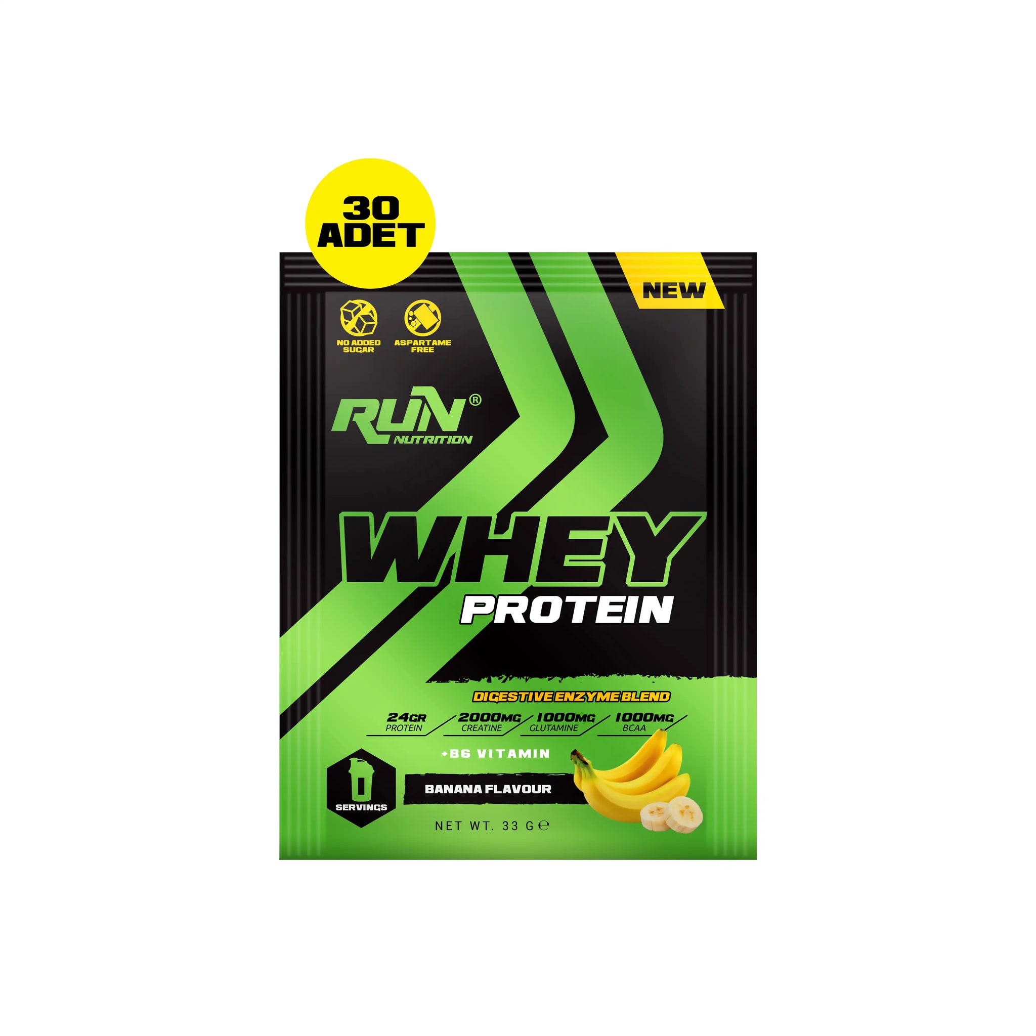 Whey Protein Muz Aromalı Saşe - 30 Adet - 990g - Hediyeli