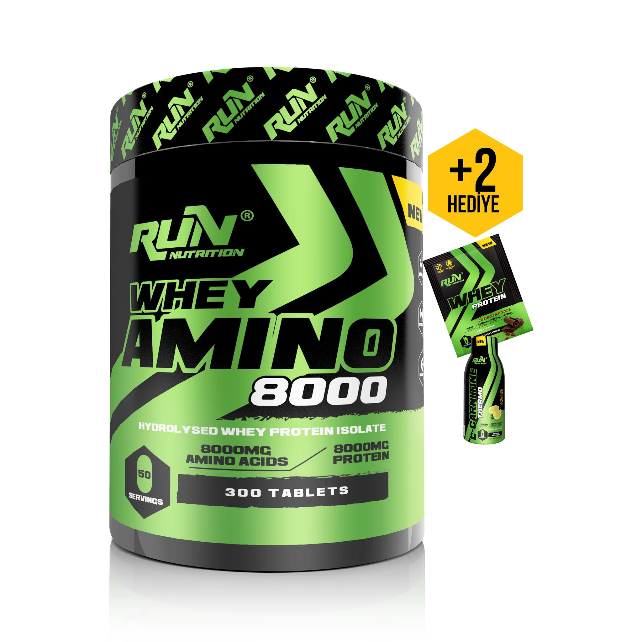 Whey Amino 8000 - 300 Tablet - 50 Servis - Hediyeli