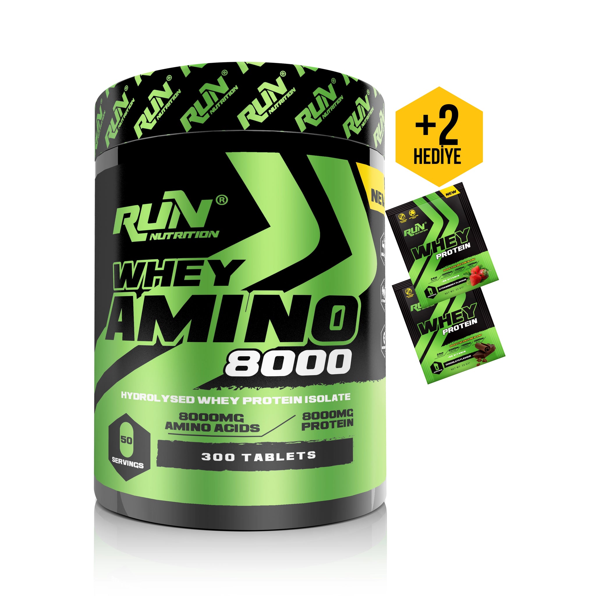 Whey Amino 8000 - 300 Tablet - 50 Servis - Hediyeli