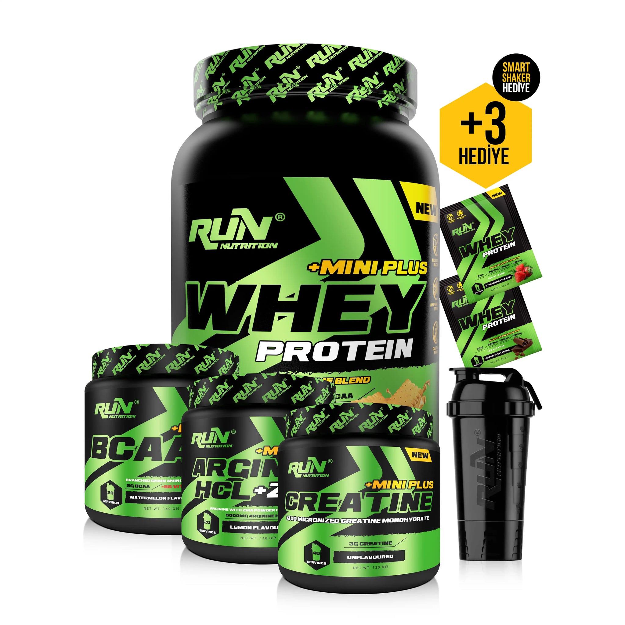 Fitness MİNİ XL Paketi - Whey Mini Plus Bisküvi, Bcaa Karpuz, Creatine, Arginine Limon - Hediyeli