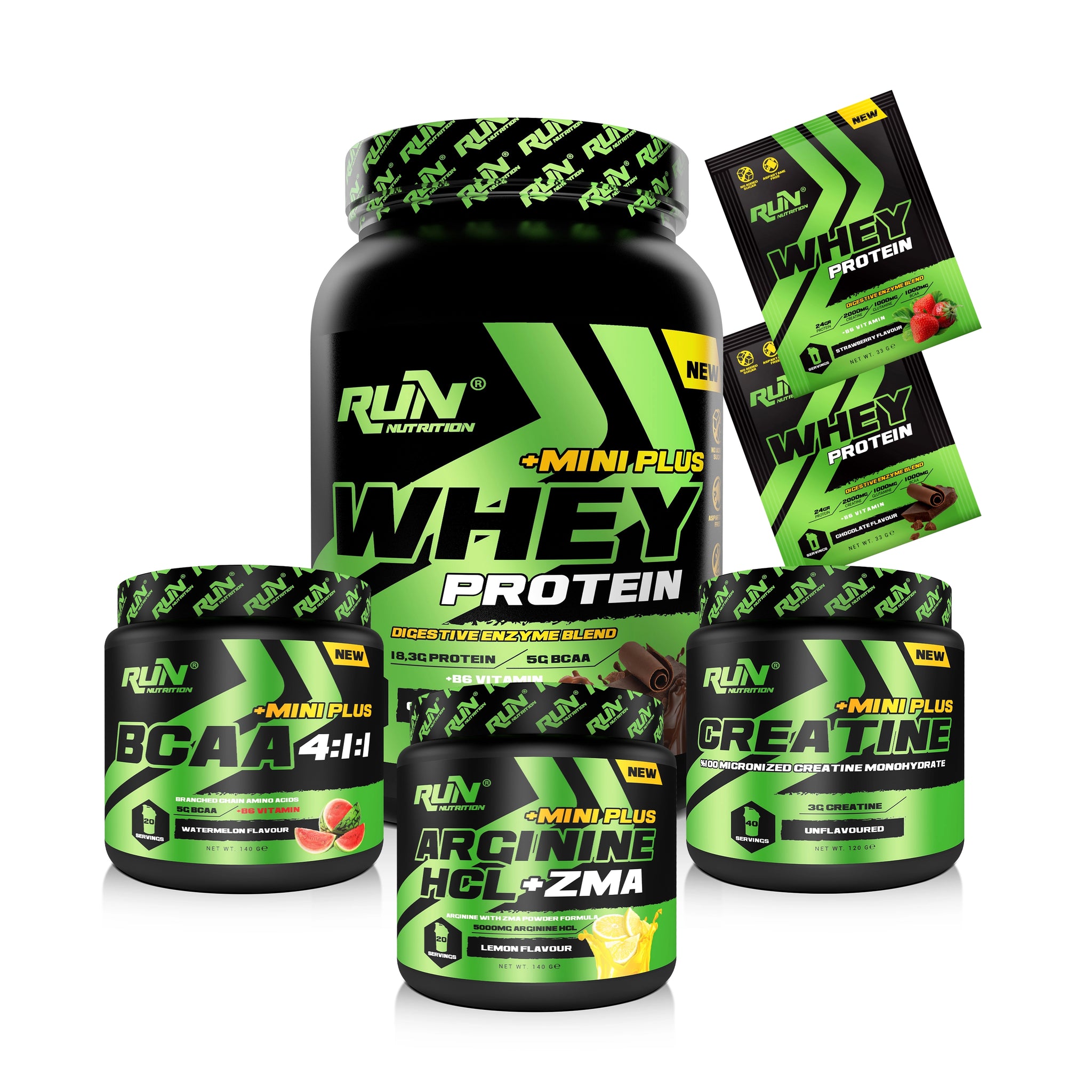 Fitness MİNİ XL Paketi - Whey Mini Plus Çikolata, Bcaa Karpuz, Creatine, Arginine Limon - Hediyeli