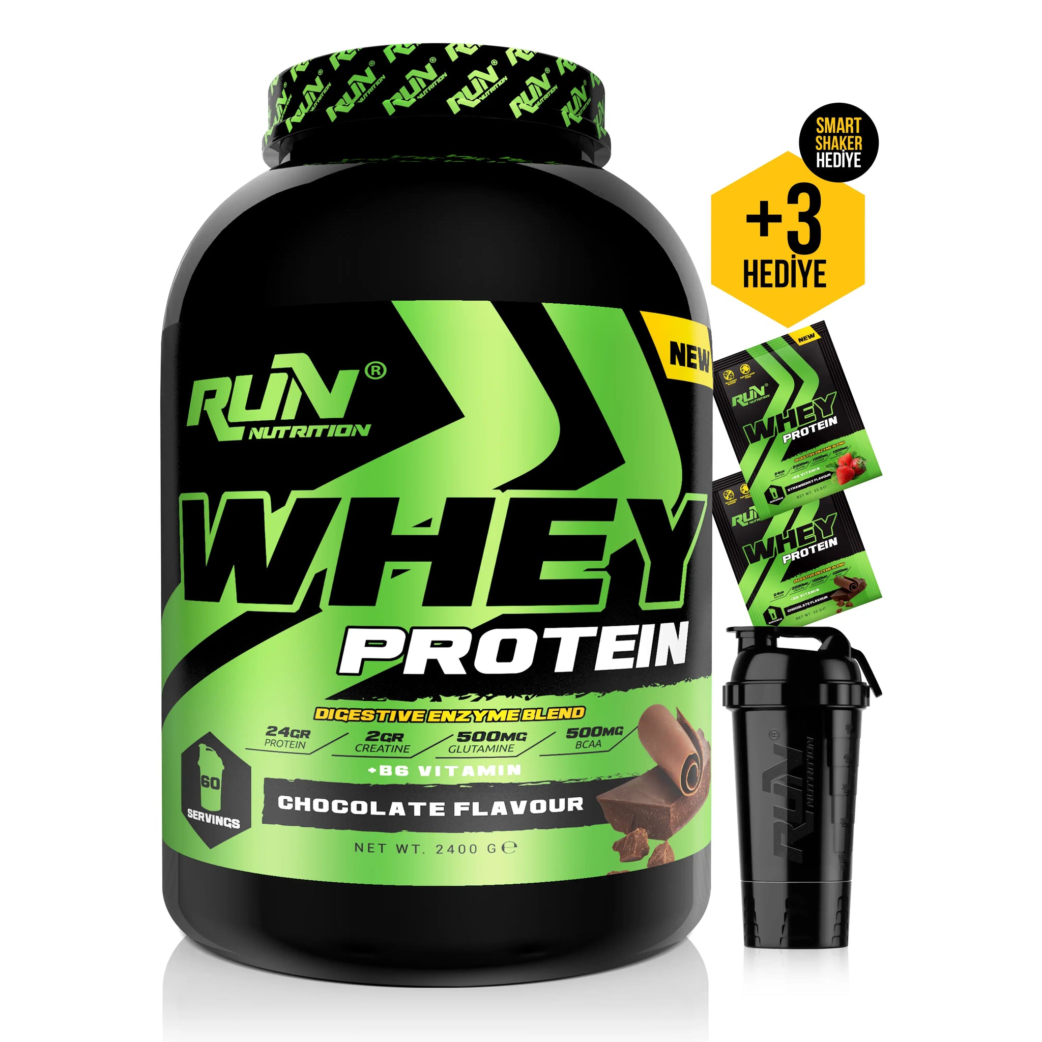 Whey Protein - 2.4 kg - Çikolata Aromalı - 60 Servis - Hediyeli