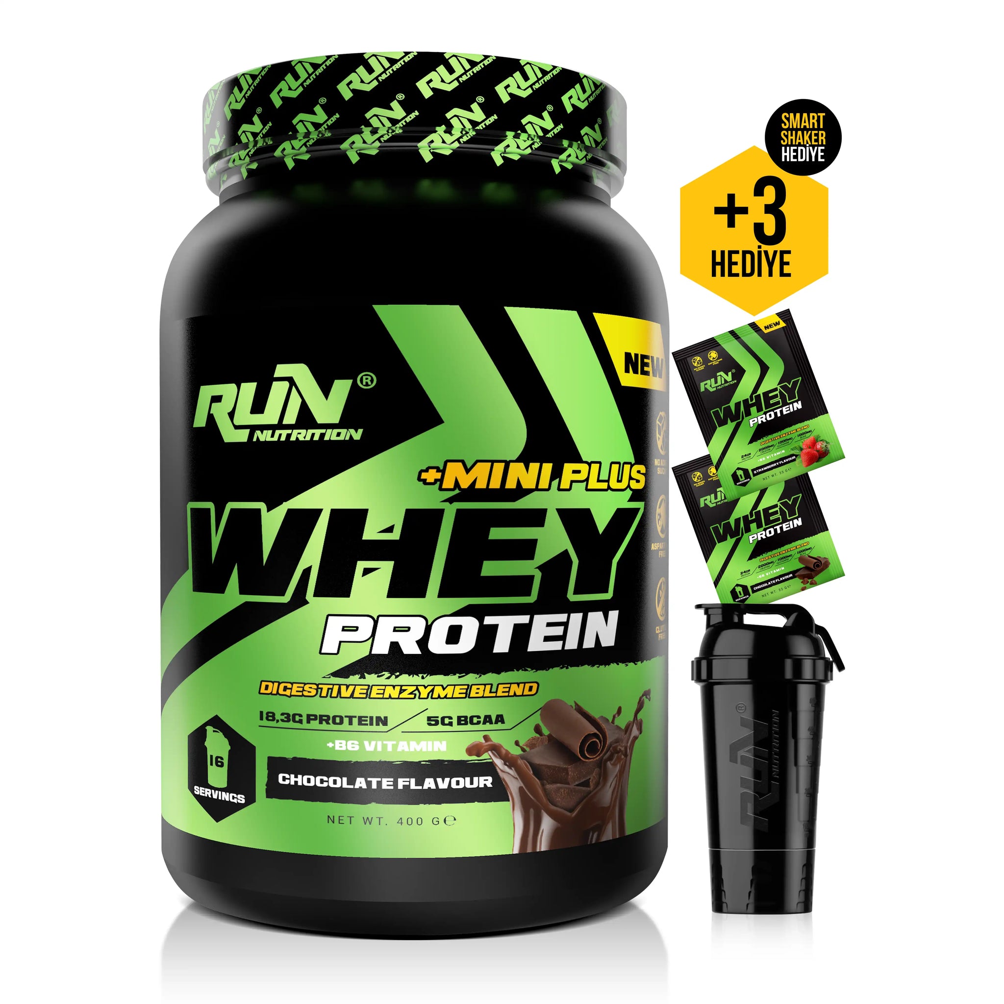 Whey Protein Mini Plus Çikolata Aromalı - 400g - 16 Servis - Hediyeli